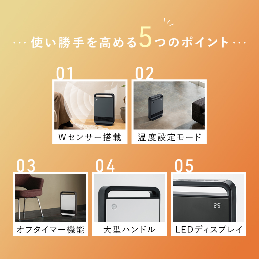 CHT2378 節電/室温センサー付 大風量セラミックヒーター | THREEUP公式オンラインショップ